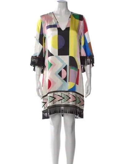 Pre-owned Andrew Gn Silk Mini Dress In White