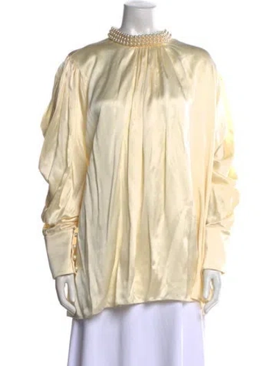 Pre-owned Andrew Gn Silk Mock Neck Tunic W/ Tags In Neutral