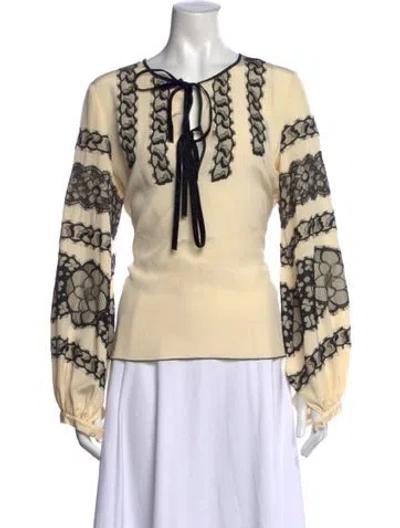 Pre-owned Andrew Gn Silk Printed Blouse In Neutral