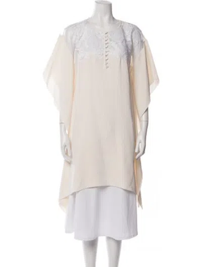 Pre-owned Andrew Gn Silk Scoop Neck Tunic In Neutrals