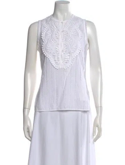 Pre-owned Andrew Gn Sleeveless Blouse In White