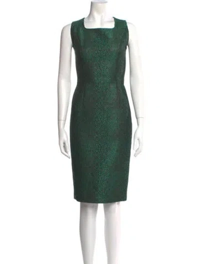 Pre-owned Andrew Gn Square Neckline Knee-length Dress In Green