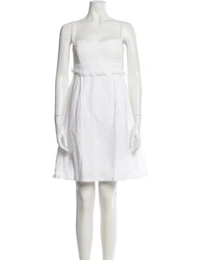 Pre-owned Andrew Gn Square Neckline Mini Dress In White