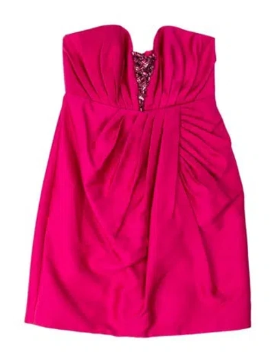 Pre-owned Andrew Gn Strapless Knee-length Dress In Pink