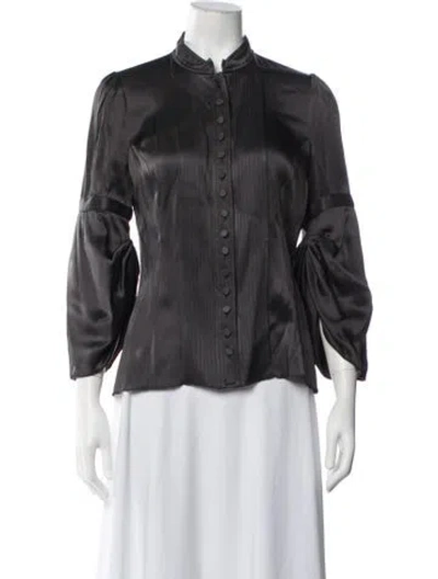 Pre-owned Andrew Gn Three-quarter Sleeve Blouse In Grey
