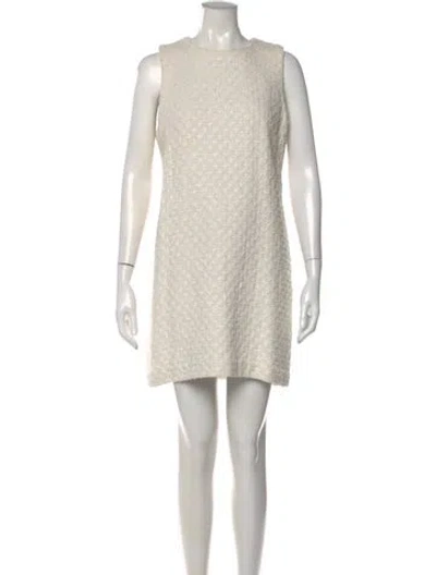 Pre-owned Andrew Gn Tweed Mini Dress In Neutral