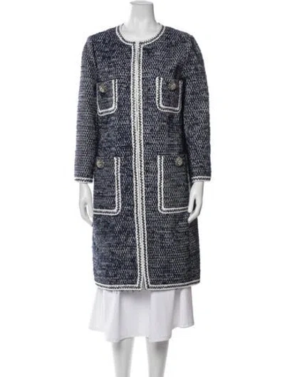 Pre-owned Andrew Gn Tweed Pattern Coat W/ Tags In Blue