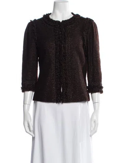 Pre-owned Andrew Gn Tweed Pattern Jacket In Brown