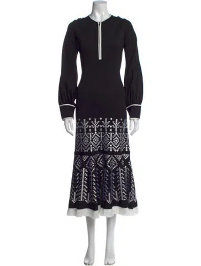 Pre-owned Andrew Gn Virgin Wool Midi Length Dress In Black