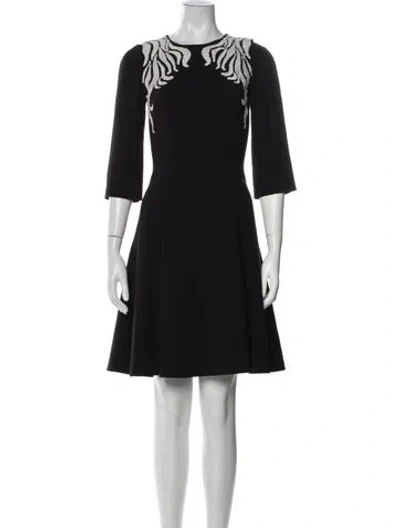Pre-owned Andrew Gn Virgin Wool Mini Dress In Black