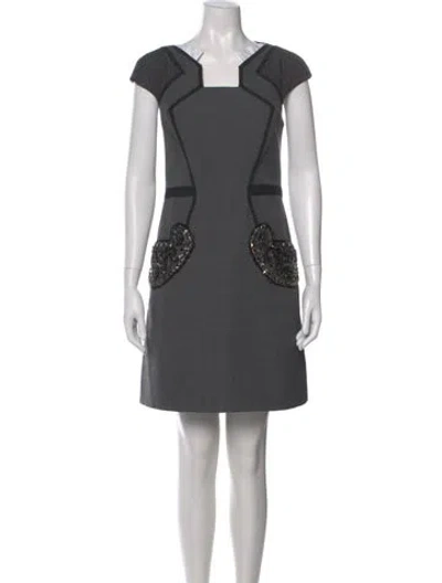 Pre-owned Andrew Gn Virgin Wool Mini Dress In Black
