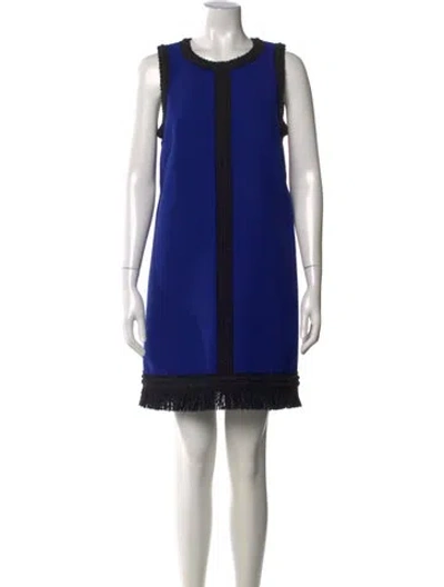 Pre-owned Andrew Gn Virgin Wool Mini Dress In Blue