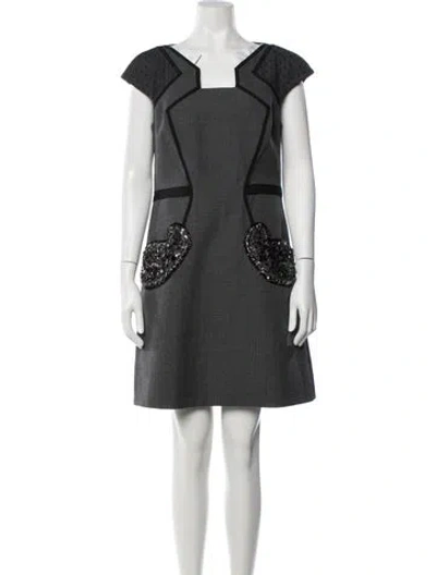 Pre-owned Andrew Gn Virgin Wool Mini Dress In Grey