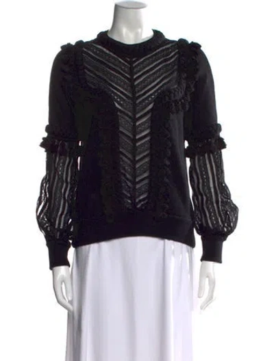 Pre-owned Andrew Gn Virgin Wool Patterned Sweater In Black