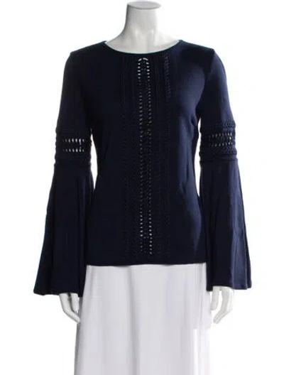 Pre-owned Andrew Gn Virgin Wool Patterned Sweater In Blue