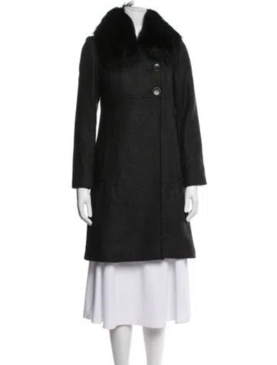Pre-owned Andrew Gn Virgin Wool Tweed Pattern Coat In Black