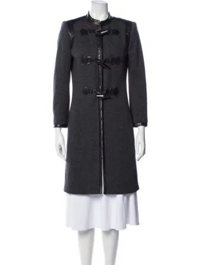 Pre-owned Andrew Gn Virgin Wool Tweed Pattern Coat In Gray