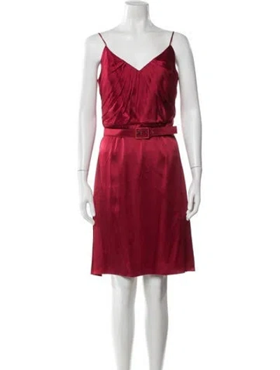 Pre-owned Andrew Gn V-neck Knee-length Dress In Red