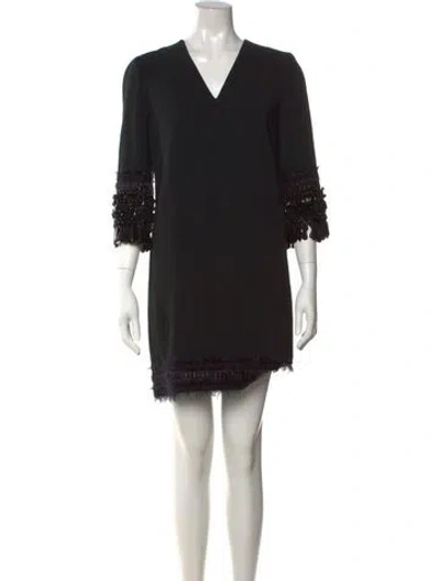 Pre-owned Andrew Gn V-neck Mini Dress In Black