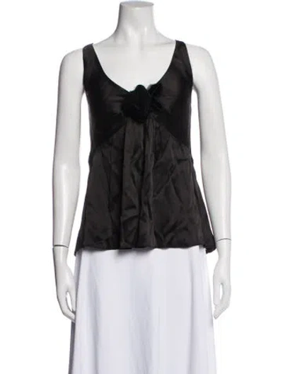 Pre-owned Andrew Gn V-neck Sleeveless Blouse In Black
