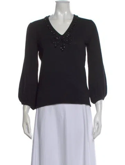 Pre-owned Andrew Gn V-neck Sweater In Black