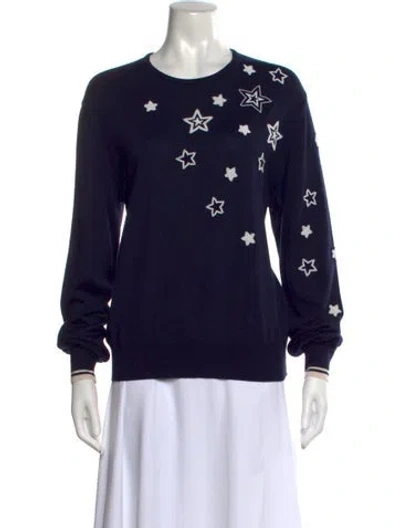 Pre-owned Andrew Gn Wool Graphic Print Sweater In Blue