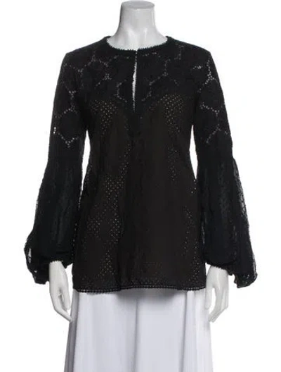 Pre-owned Andrew Gn Wool Lace Pattern Blouse In Black