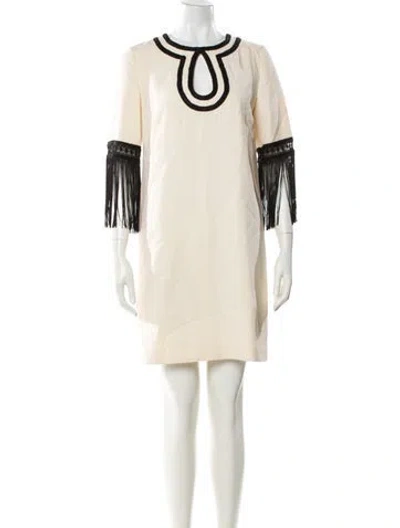 Pre-owned Andrew Gn Wool Mini Dress In Neutral