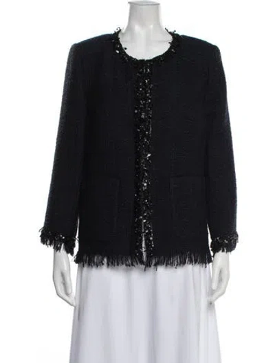 Pre-owned Andrew Gn Wool Tweed Pattern Jacket In Black