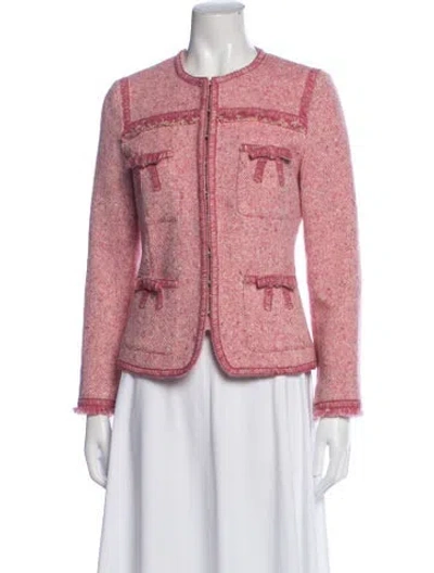 Pre-owned Andrew Gn Wool Tweed Pattern Jacket In Pink