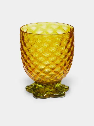 Andrew Iannazzi Pineapple Hand-blown Glass Tumblers (set Of 4)  Abask Gift Set In Yellow