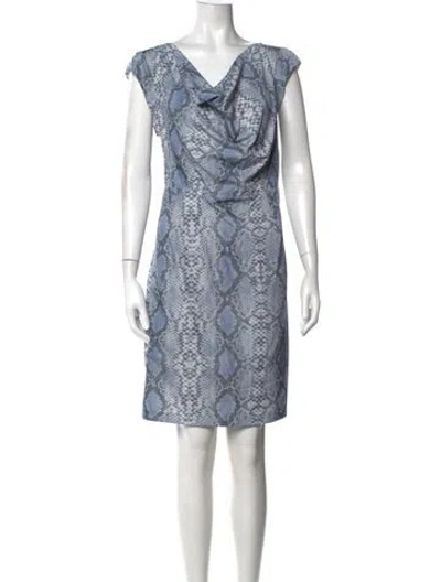 Pre-owned Andrew Marc Animal Print Knee-length Dress In Blue