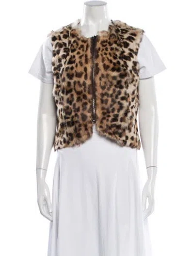 Pre-owned Andrew Marc Animal Print Vest In Brown