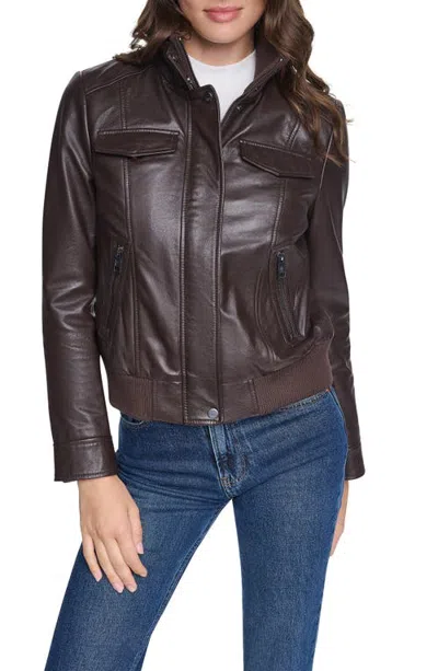 Andrew Marc Ashford Leather Bomber Jacket In Multi