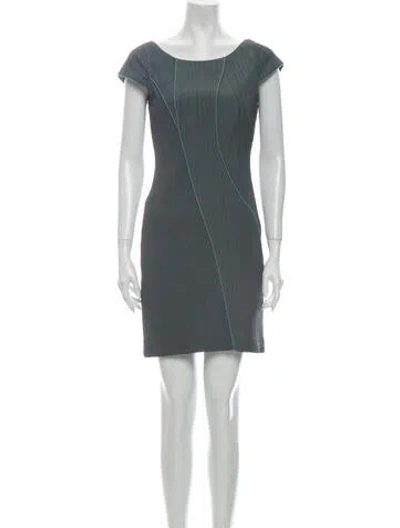 Pre-owned Andrew Marc Bateau Neckline Mini Dress In Green
