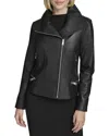 Andrew Marc Beckett Leather Coat In Black