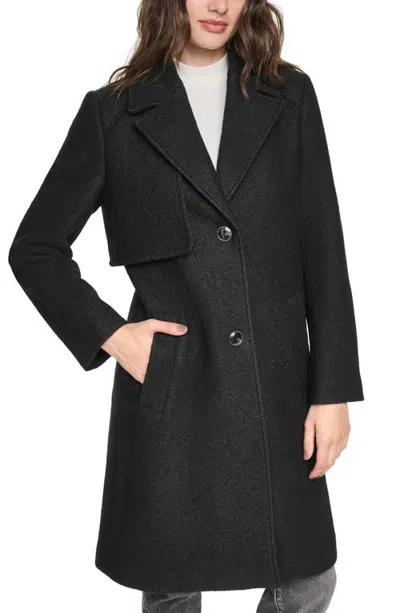 Andrew Marc Besette Boiled Wool Blend Coat In Black