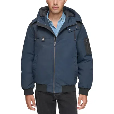 Andrew Marc Big & Tall Mens Insulated Polyester Bomber Jacket In Blue