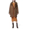 Andrew Marc Black Label Women's Astor Asymmetrical Mixed Media Puffer With Faux Fur Trim In Brown