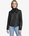 Andrew Marc Black Label Women's Beatrix Rib-knit Trimmed Leather Jacket In Black
