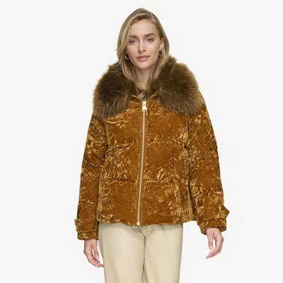 Andrew Marc Black Label Women's Charleroi Crushed Velvet Down Puffer
