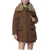 Andrew Marc Black Label Women's Dutton Aviator Mixed Media Puffer In Brown