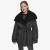 Andrew Marc Black Label Krithia Asymmetrical Wrap Puffer Coat In Black