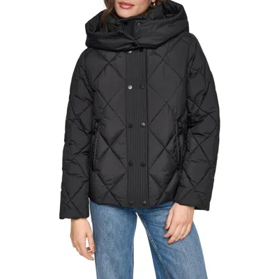 Andrew Marc Briggs Hooded Puffer Jacket In Black