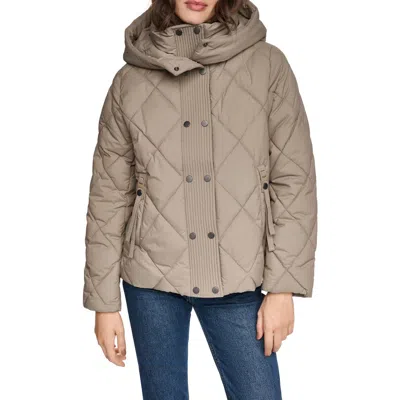 Andrew Marc Briggs Hooded Puffer Jacket In Nude