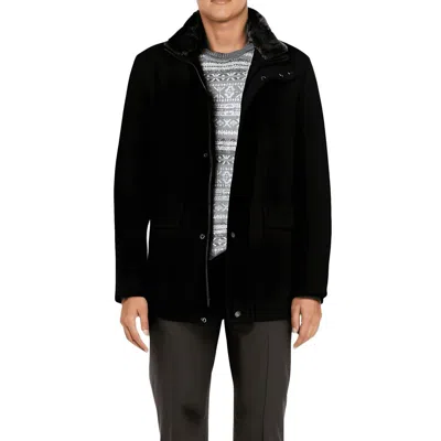 Andrew Marc Brooks Mens Wool Blend Car Coat Soft Shell Jacket In Black