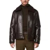 Andrew Marc Cadman Faux Shearling Pilot Jacket In Brown