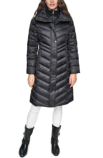 Andrew Marc Clements Chevron Quilted Puffer Coat In Black