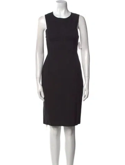 Pre-owned Andrew Marc Crew Neck Knee-length Dress In Black