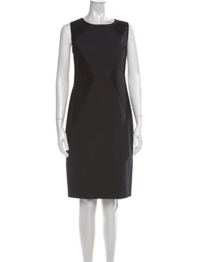 Pre-owned Andrew Marc Crew Neck Knee-length Dress In Black